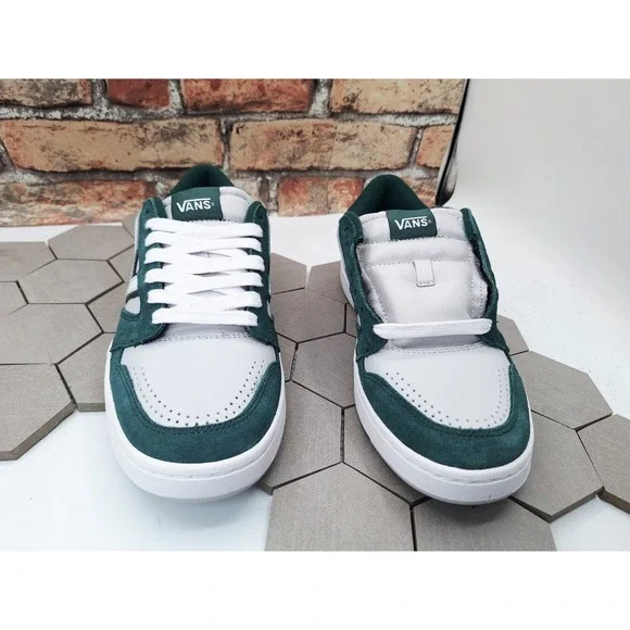 Vans Lowland Mens Sz 9 Green Suede Gray White Leather Sneakers Rare